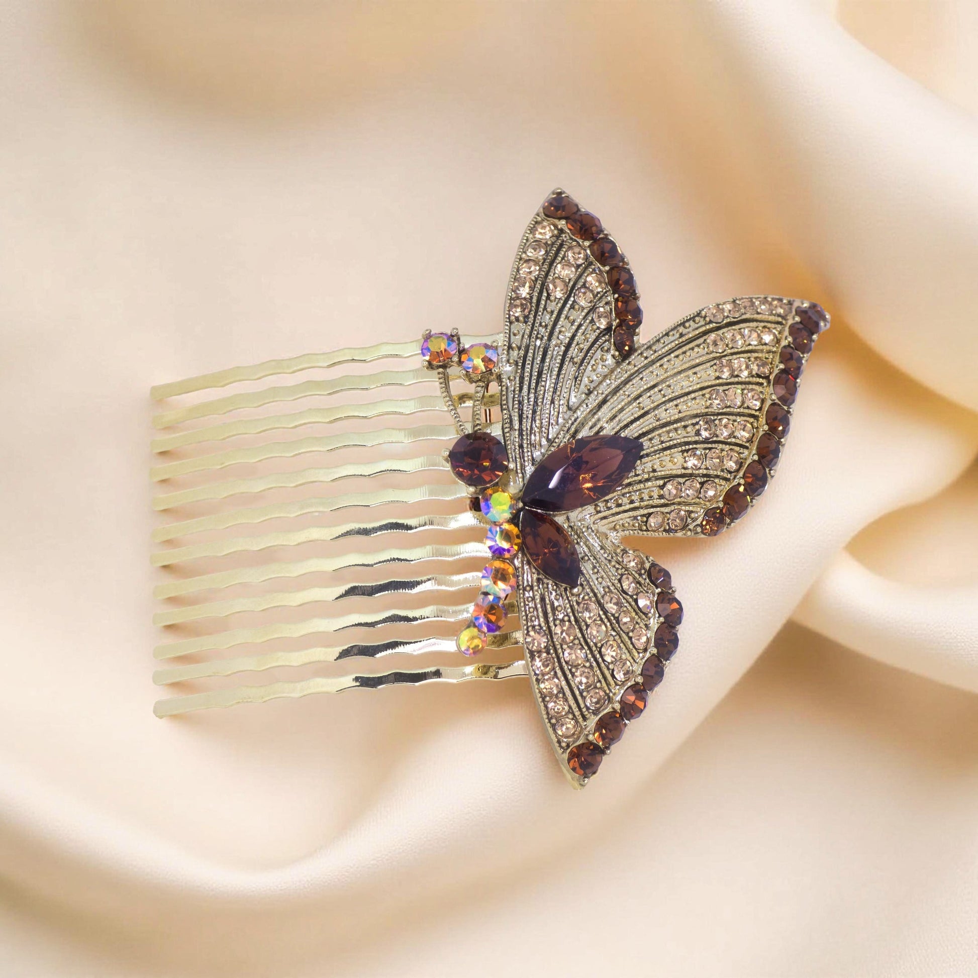 Papillora Twin Comb Set | Butterfly Crystal Hair Comb Pair | Luxury Crystal Hair Accessory by Haerime